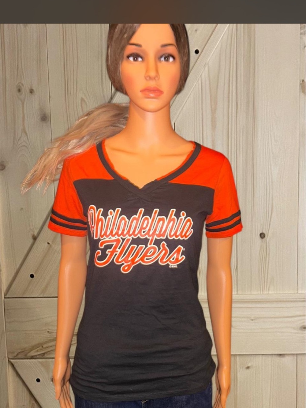 Knights Apparel Black and Orange Philadelphia Flyers Short-Sleeve Tee
